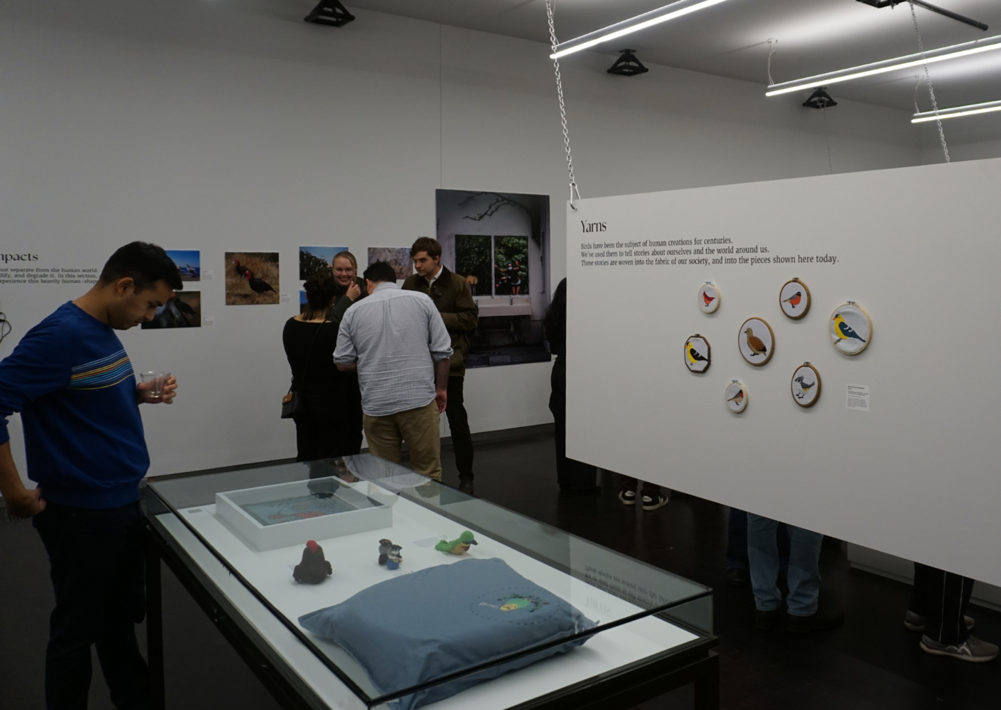 people looking at and discussing exhibition art