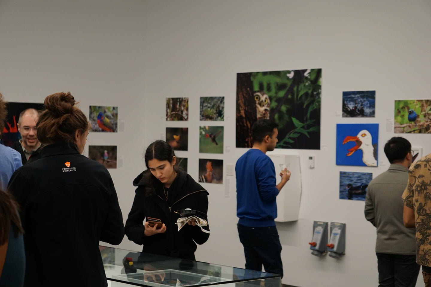 Attendees at BirDiversity looking at art