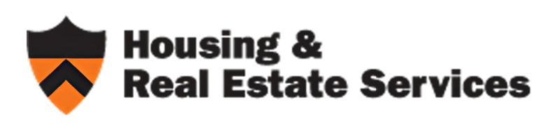 Princeton shield with words "Housing and real estate services" next to it